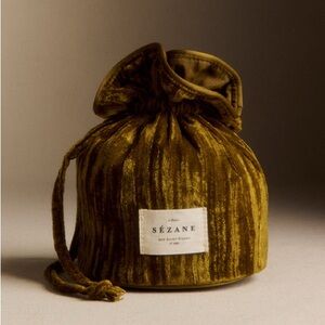 NEW Sézane Velvet Pouch Green